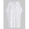 Plus Size Beach Sheer Cover-up Floral Lace Slit Swiss Dots Solid Color Cover Up - WHITE 1XL