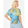 Allover Map Print Dolman Sleeve Loose T-shirt - LIGHT BLUE L