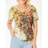 T-Shirt à Manches Courtes à Imprimé Papillons Vif en Dégradé de Couleurs - multicolor L