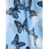 Robe Asymétrique à Imprimé Papillon à Epaule Ouverte - Bleu XXL
