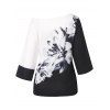 Foral Ink Painting T Shirt - WHITE M