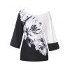 Foral Ink Painting T Shirt - WHITE M