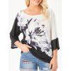 Foral Ink Painting T Shirt - WHITE L