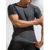 Sporty T Shirt Skinny Short Sleeve Round Neck Minimalist Swimming Top - GRAY M