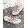 Bohemian Slippers Floral Print Wedge Heel Beach Non-slip Flip Flops - WHITE EU 36