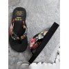 Bohemian Slippers Floral Print Wedge Heel Beach Non-slip Flip Flops - BLACK EU 38