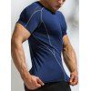 Sporty T Shirt Skinny Short Sleeve Round Neck Minimalist Swimming Top - BLUE L