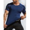 Sporty T Shirt Skinny Short Sleeve Round Neck Minimalist Swimming Top - BLUE XL