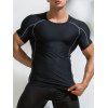 Sporty T Shirt Skinny Short Sleeve Round Neck Minimalist Swimming Top - BLUE L