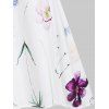 Plus Size Vacation Casual High Low Midi Dress Leaf Floral Print Sleeveless Summer Dress - WHITE 3XL