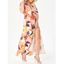 Bright Flower Print Bohemian Maxi Dress High Slit Dolman Sleeve Plunge High Waist Dress - multicolor L