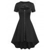 Gothic Cutout Crisscross High Low Midi Dress - BLACK XXL