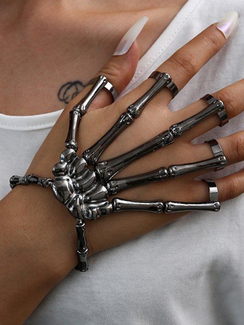 Bracelet D'Halloween Gothique Squelette en Alliage