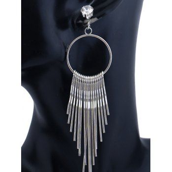 

Elegant Style Drop Earrings Solid Color Alloy Rhinestone Tassel Geometric Pendants Party Earrings, Silver