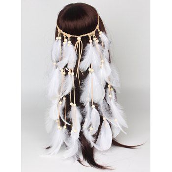 

Ethnic Tassel Headband White Feather Beaded Braid Rope Bohemian Travel Hair Accessory