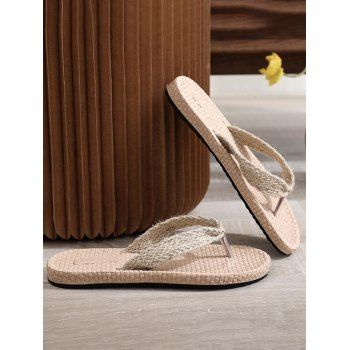 

Beach Style Flat Flip Flops Weave Trendy Summer Slippers, White