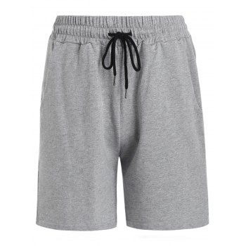 

Pure Color Cotton Basic Drawstring Shorts Summer Casual Home Stay Sporting Shorts Jogging, Dark gray