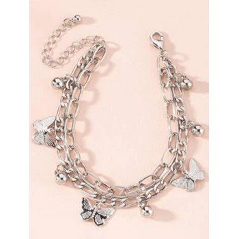 Fashion Women Trendy Layered Bracelet Beaded Adjustable Butterfly Charm Bracelet Jewelry Online Silver