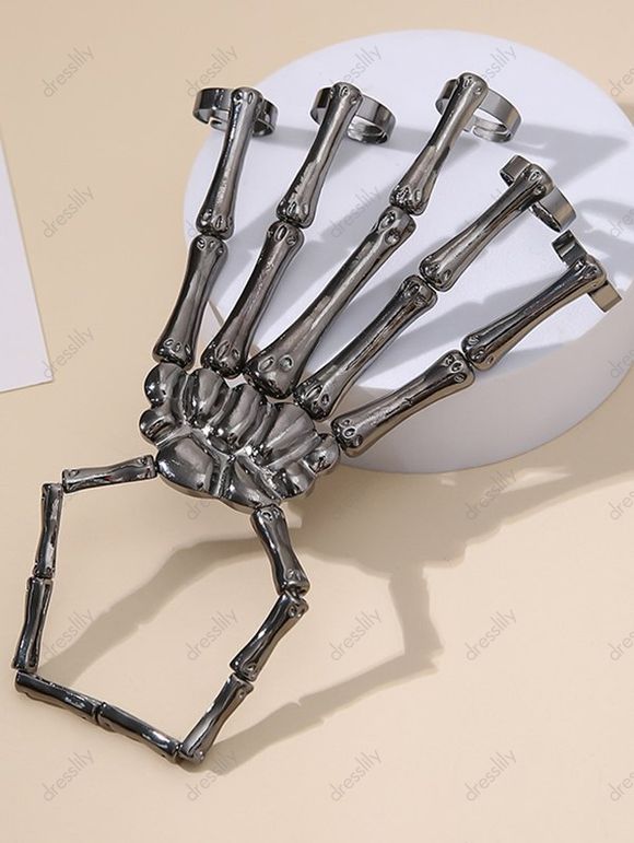 Bracelet D'Halloween Gothique Squelette en Alliage - Noir 