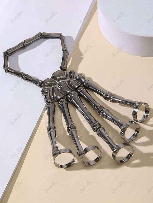 Bracelet D'Halloween Gothique Squelette en Alliage - Noir 