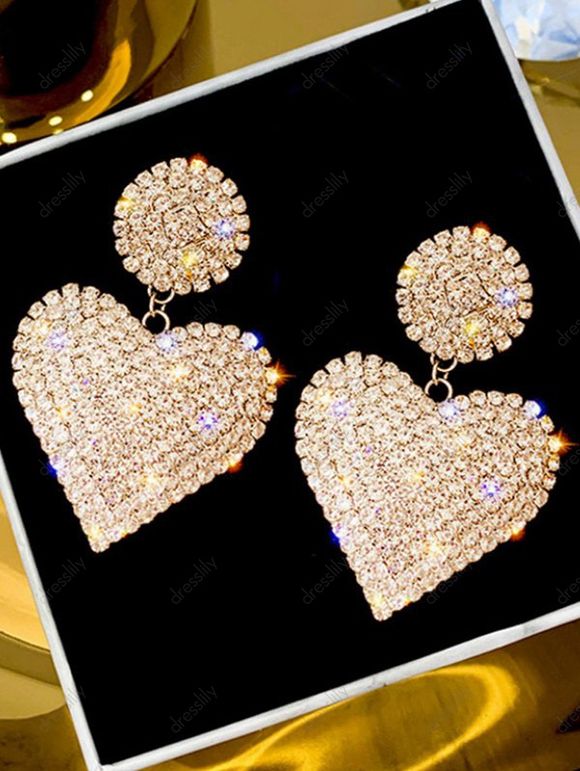 Boucles D'Oreilles Pendantes Élégantes en Forme de Cercle en Strass Brillant pour Fête - d'or 