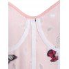 Robe D'été et Soirée Effet en Tulle Haute Basse à Imprimé Papillon Coloré sans Manches de Vacances - Rose clair XL