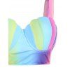 Maillot de Bain Tankini Festonné Gainant Ombré à Imprimé Rayure Arc-en-Ciel à Armature - multicolor A XL