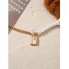 Vintage Style Faux Pearl Chain Necklace Golden Lock Pendant Trendy Necklace - GOLDEN 