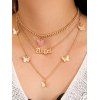 Sweety Layered Necklace Letter Vivid Butterfly Trendy Charm Necklace - GOLDEN 