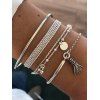 Trendy 4 Pcs Bracelets Tassel Geometric Charms Beaded Silver Layered Cuff Chain Bracelets Set