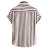 Casual Shirt Striped Print Curved Hem Turn Down Collar Short Sleeve Summer Shirt - multicolor B S