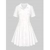 Plus Size Flap Pockets Button Up Shirt Dress - WHITE 2X | US 18-20