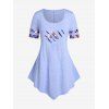 T-shirt Tunique Déchiré à Carreaux de Grande Taille - Bleu clair M | US 10
