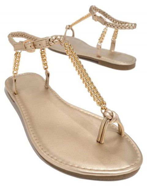 Trendy Chain Toe Ring Sandals Flat Slide Slip-on Summer Beach Shoes