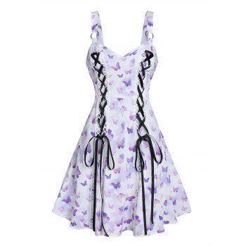 

O Ring Lace Up Butterfly Dress, Light purple