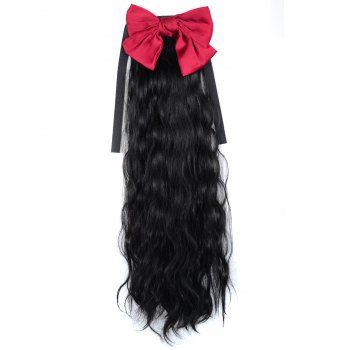 

Long Wavy Heat Resistant Synthetic Wig Ponytail With Bowknot, Black