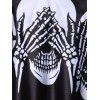 Gothic Tankini Swimsuit Skeleton Skull Print Lace Up Padded Colorblock Tummy Control Swimwear - BLACK XXXL