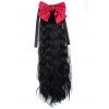 Long Wavy Heat Resistant Synthetic Wig Ponytail With Bowknot - BLACK 