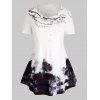 Plus Size Floral Ink Print Short Sleeve Tunic T-shirt - WHITE 1X