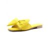 Square Toe Solid Color Bowknot Flat Slides Trendy Sandals - YELLOW EU 41