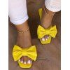 Square Toe Solid Color Bowknot Flat Slides Trendy Sandals - YELLOW EU 41