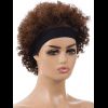 Afro Curly Short Wig With Sporty Headband Solid Color Heat Resistance Synthetic Hair - COFFEE 