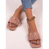 Trendy Square Toe Sandals Ruched Flat Slide Summer Beach Shoes - LIGHT COFFEE EU 40