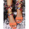 Summer Sandals Bohemian Lace Up Flat Slide Trendy Beach Shoes - ORANGE EU 39