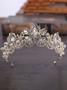 Women Birthday Tiaras Hollow Out Floral-shaped Rhinestone Artificial Crystal Wedding Prom Bride Princess Crown