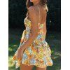 Robe D'été Courte Florale Bohémienne avec Ceinture sans Manches à Taille Haute en Ligne A - multicolor XL
