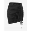 Plus Size Ruched Cinched Solid Mini Bodycon Skirt - BLACK S | US 8