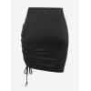 Plus Size Ruched Cinched Solid Mini Bodycon Skirt - BLACK S | US 8