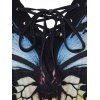 Robe D'Eté Décontractée Mi-Longue à Imprimé Papillon en Blocs de Couleurs à Taille Haute à Lacets Style Bohémien - multicolor XXL