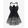 Débardeur Anneau en O Brodé à Taille Empire de Grande Taille à Volants - Noir 2X | US 18-20